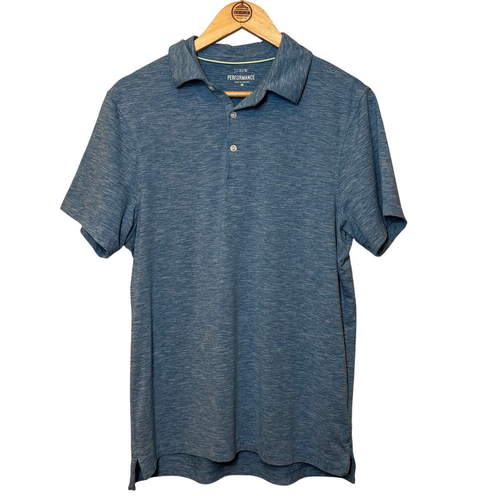 J. Crew Performance Polo Short Sleeve Golf Resort Preppy Heather Blue Men Medium